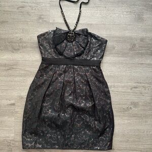 BCBGMaxAzria Black Strapless Dress with Lace Overlay enchanted